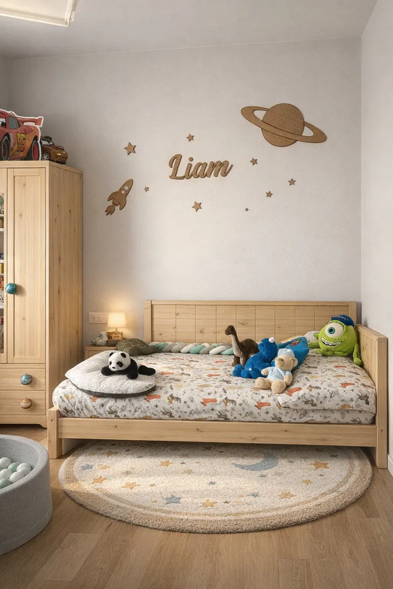 Cohete con Planeta y Estrellas